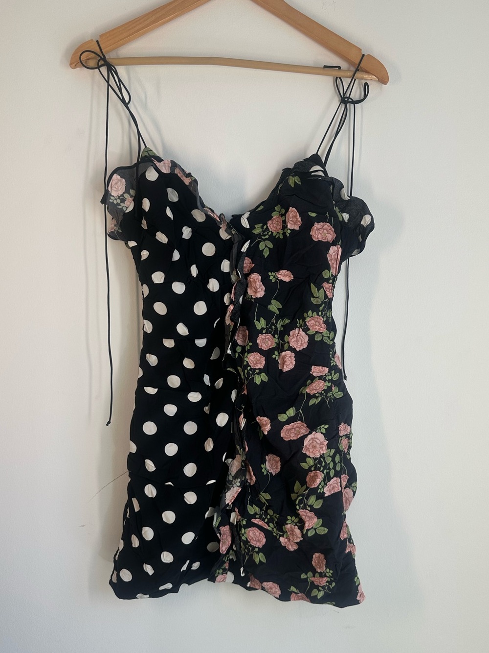 For Love & Lemons Mini Dress Polka Dot & Roses | Size S